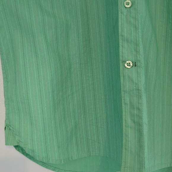 Volcom Shirt Mens Large Green Striped Short Sleeve Surfer Preppy Golf Casual - Picture 2 of 7